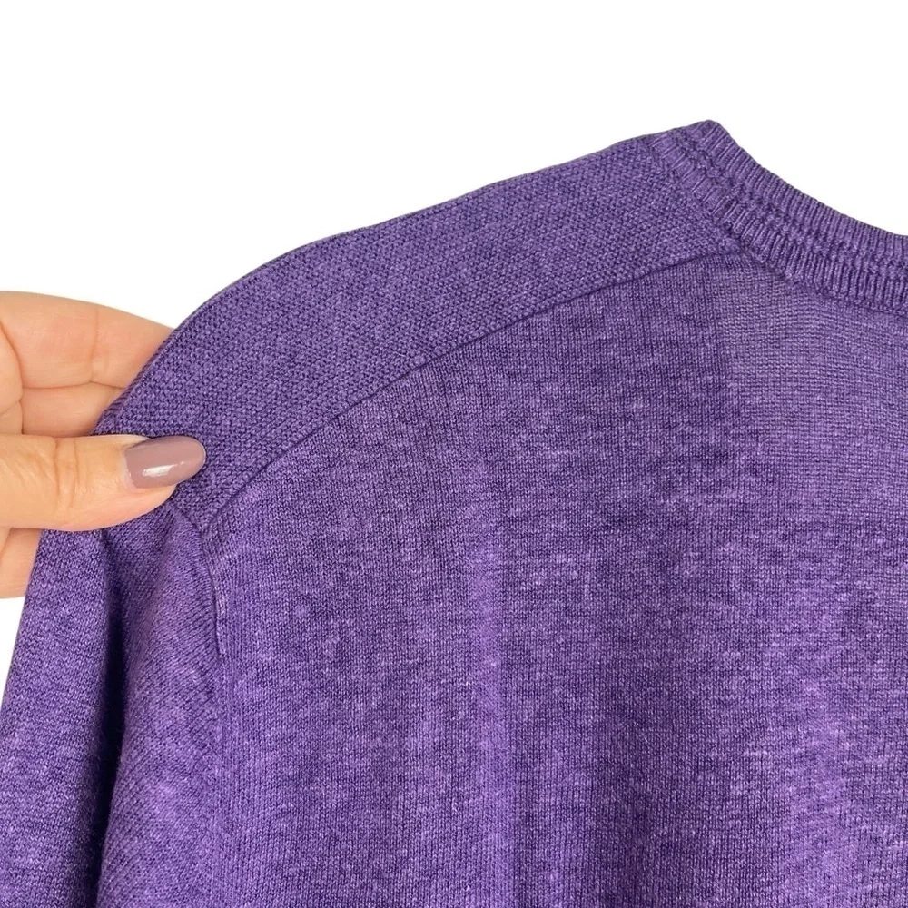 BANANA REPUBLIC Men's Purple Silk Linen Blend V-Neck Sweater Preppy Casual Large